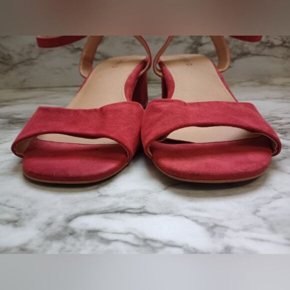 Torrid Wine Color Block Kitten Heel Faux Suede Sandals Size 7W - Picture 5 of 12